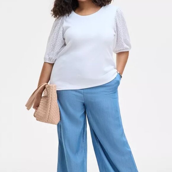 On 34th St. Puff Eyelet-Sleeve Scoop-Neck Top - Picture 3 of 8